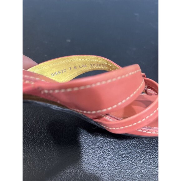 Cole Haan Kitten Heel Sandals Womens 7B Coral‎ Leather Slides Strappy Y2K Charm - Picture 6 of 7